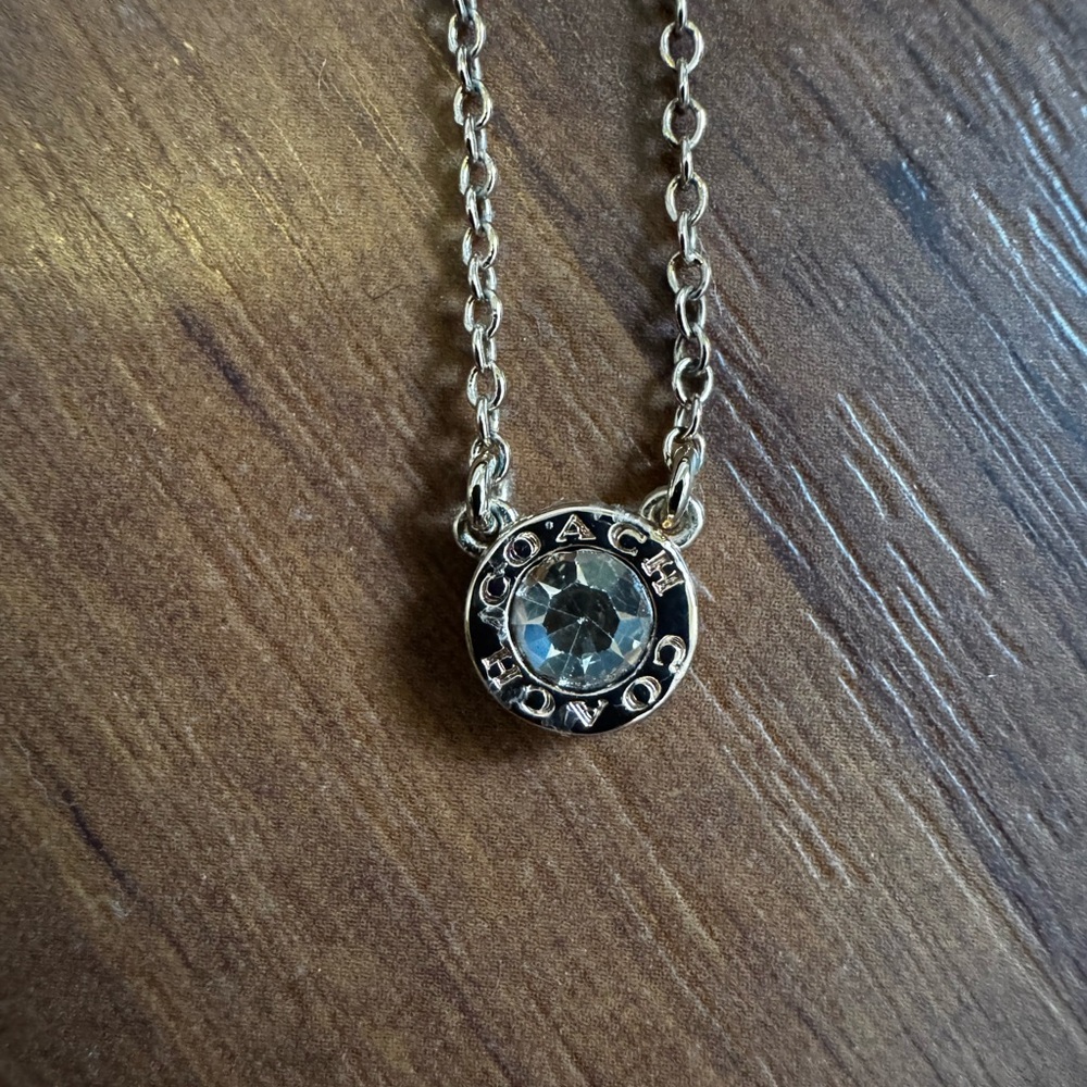 Coach Gold Tone  Crystal Pendant Necklace